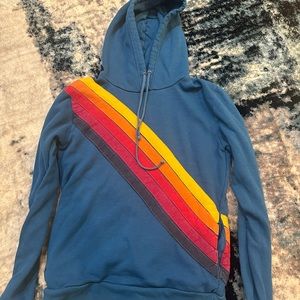 Aviator nation hooded blue pull over size small